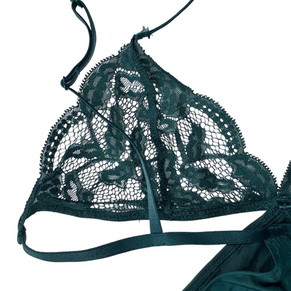 LA SENZA BABYDOLL CAMI TOP WOMENS M DARK GREEN SHEER LACE BRA SEXY  LINGERIE - Picture 6 of 15